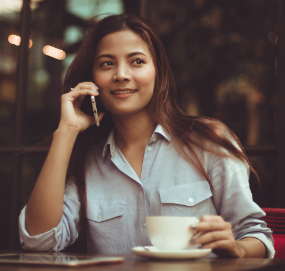 Student on phone