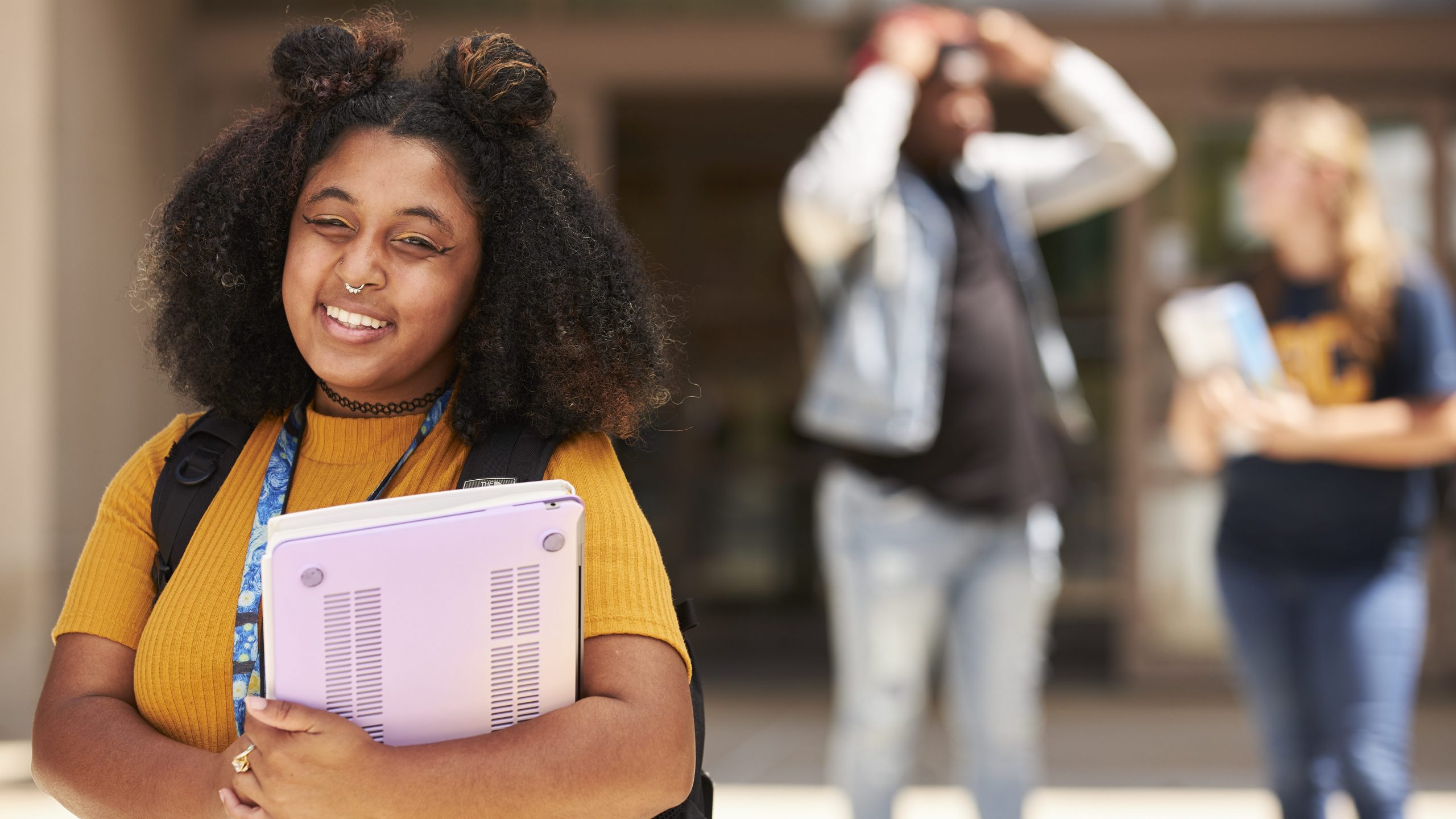 Student in front of McDowell Center