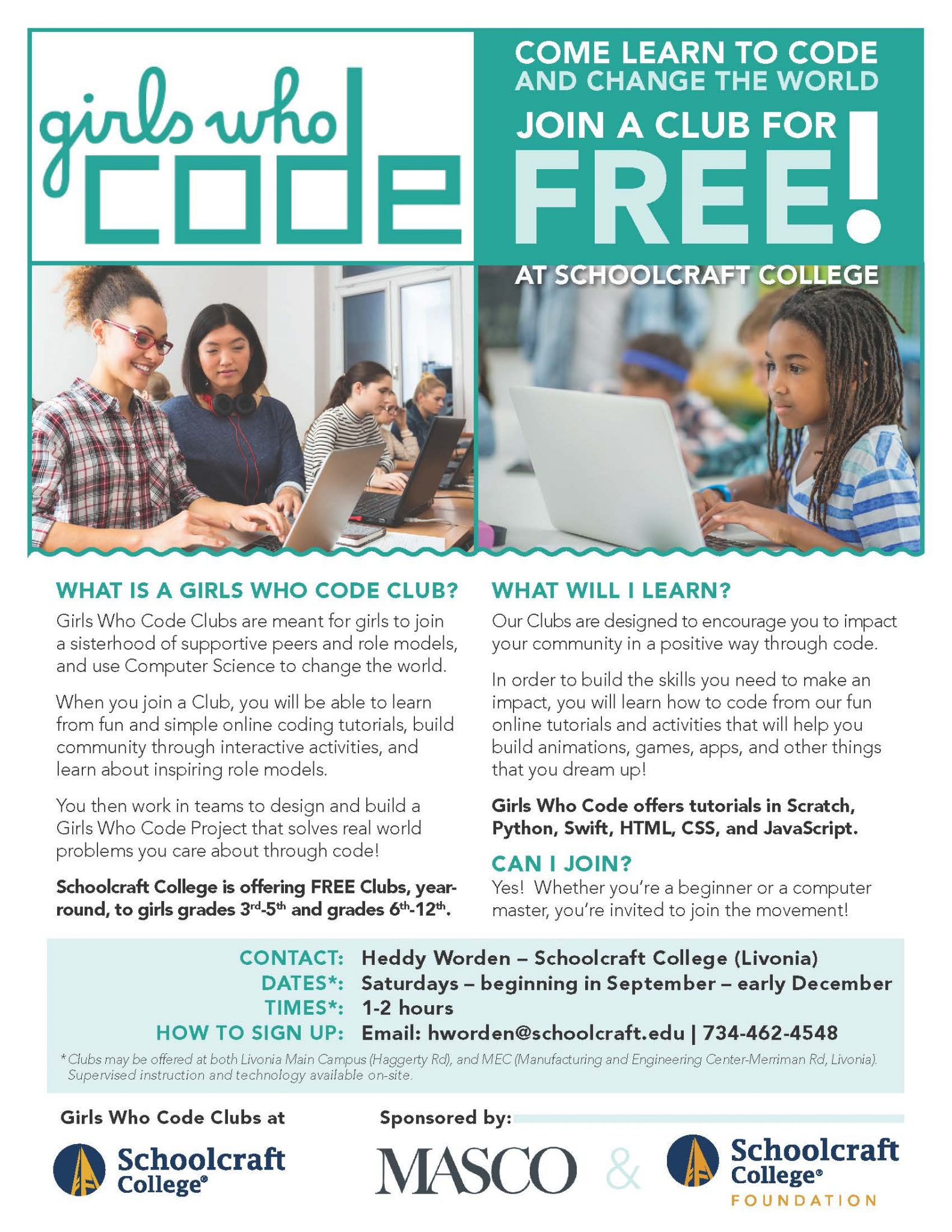 Girls Who Code (GWC) - Schoolcraft College Foundation